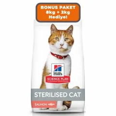 Hill's Scıence Plan Somonlu Kısırlaştırılmış Yetişkin Kedi Maması 8kg+2kg HEDİYE!